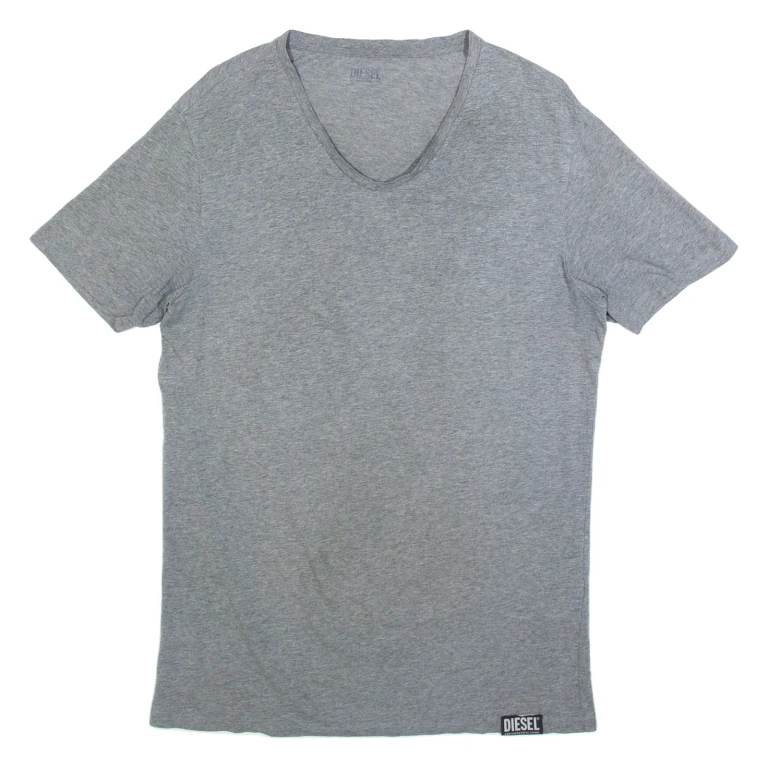 DIESEL Mens T-Shirt Grey V-Neck L