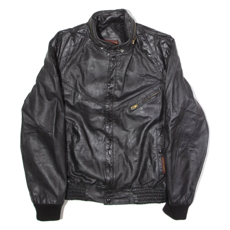 SERGIO VALENTE Mens Jacket Black Leather 90s Hooded M