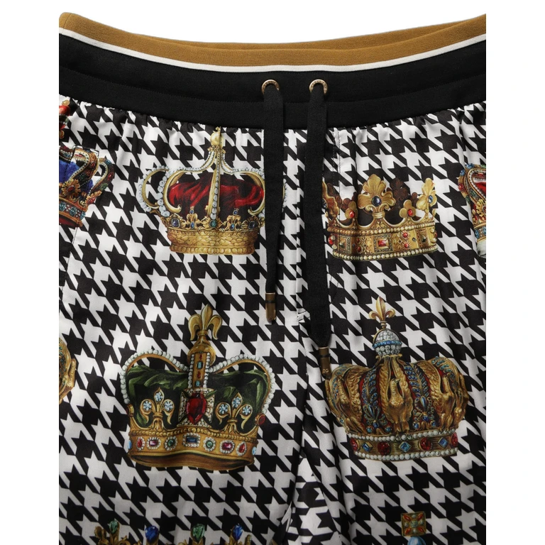 Multicolor Houndstooth Crown Men Sweatpants Pants Polyester - Men