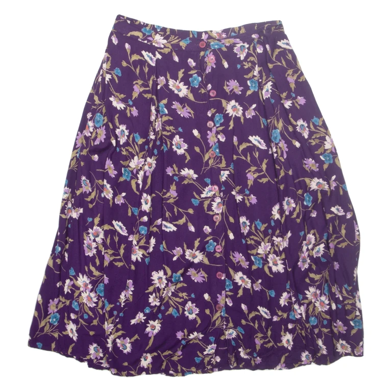 DONNKENNY Womens A-Line Skirt Purple Midi Floral L