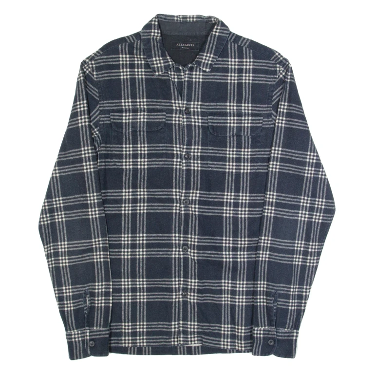 ALL SAINTS Mens Shirt Black Check Long Sleeve XS