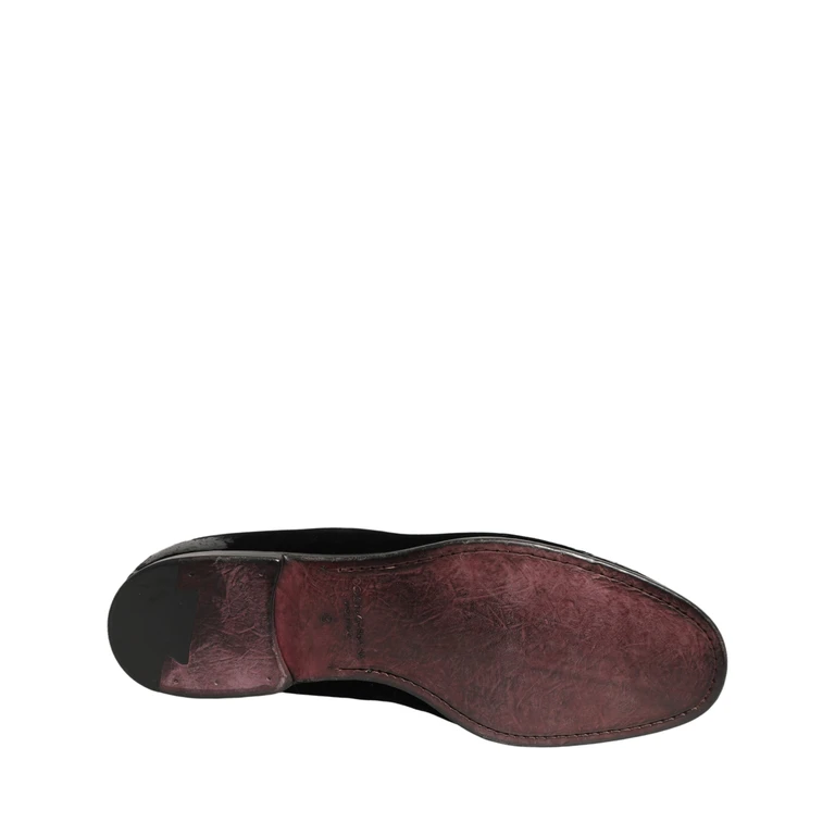 Dolce & Gabbana Black Velvet Loafers Formal Men Dress Shoes Cotton Viscose - Men