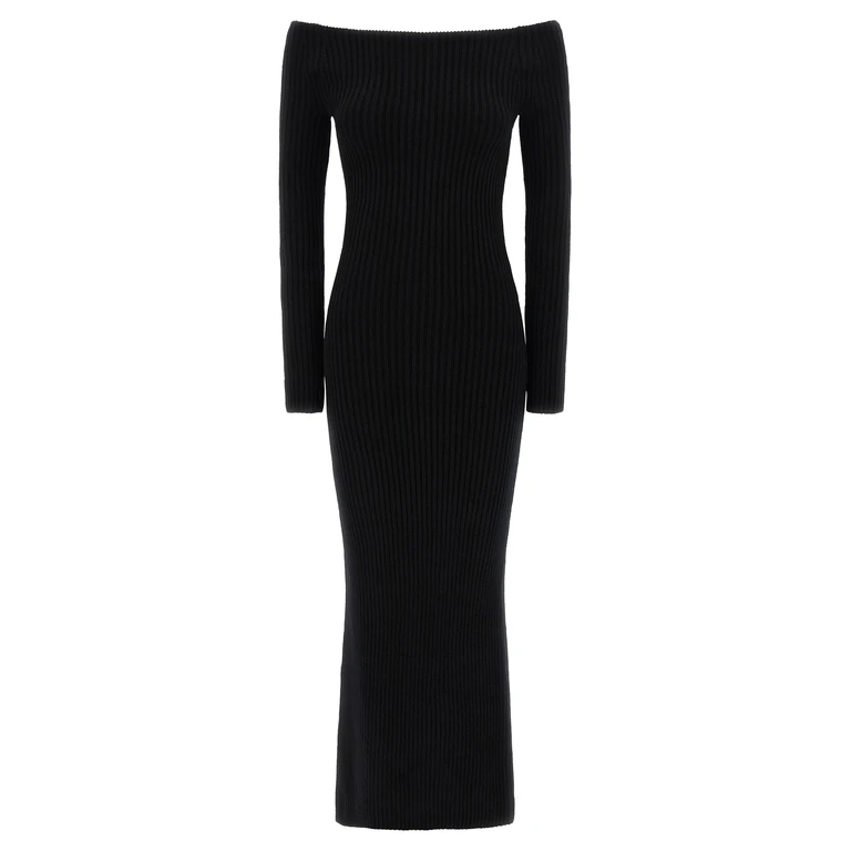 Black Wool Long Dress - Women