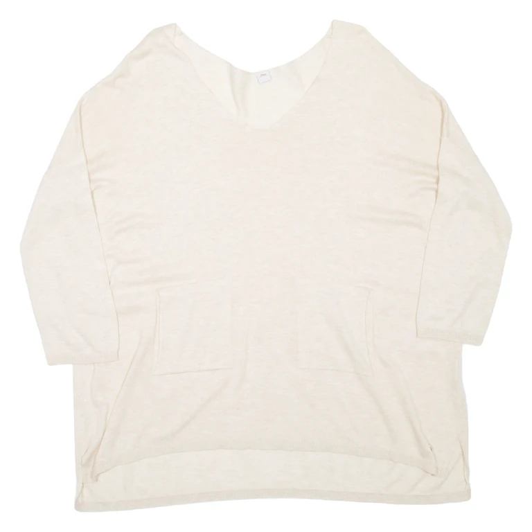 Womens Top Beige V-Neck 3/4 Sleeve UK 12