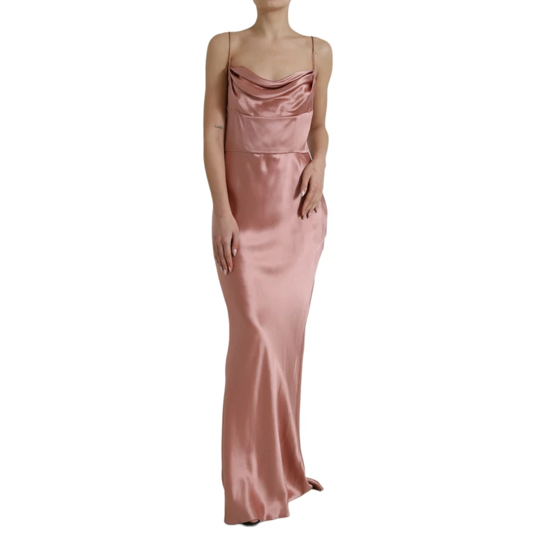 Dolce & Gabbana Pink Silk Spaghetti Straps Long Gown Dress - Women