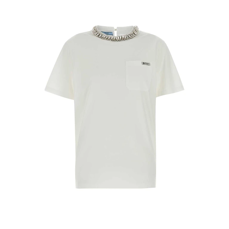 Prada White Cotton T-Shirt Bianco Exterior - Women