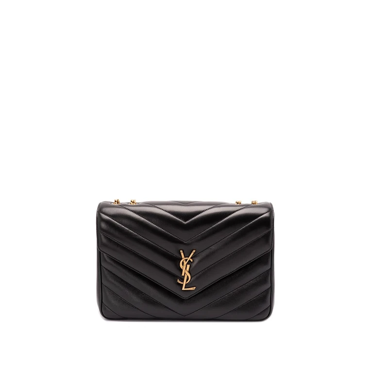 Saint Laurent Black Nappa Leather Large Loulou Shoulder Bag