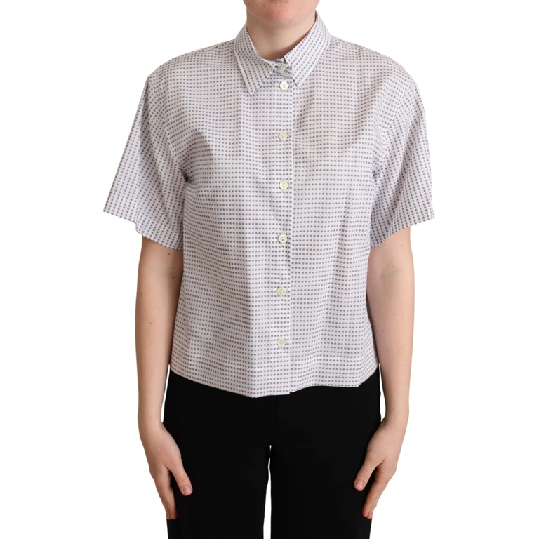 Dolce & Gabbana White Polka Dots Collared Blouse Shirt Cotton - Women
