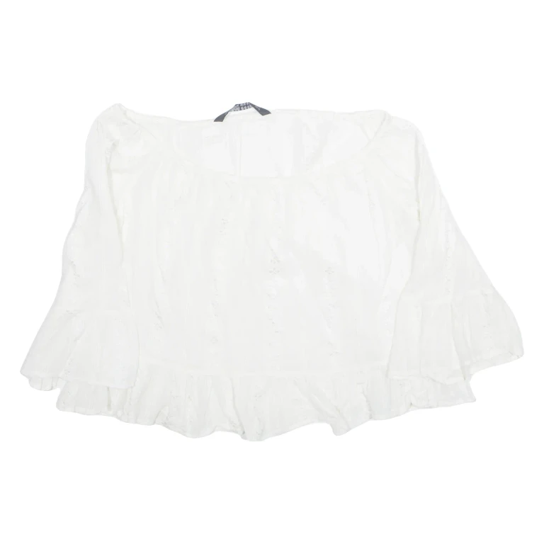 ZARA Womens Cropped Blouse White Long Sleeve L