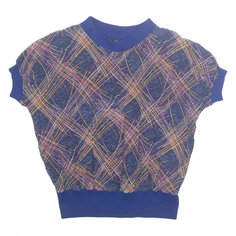 Womens Printed Top Blue Crazy Pattern M