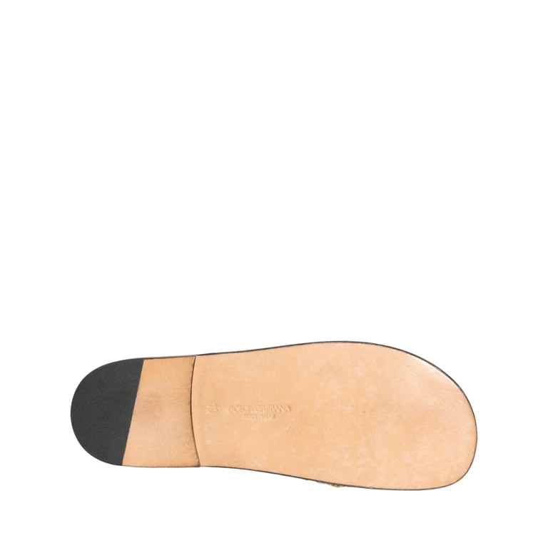 Dolce & Gabbana Beige Straw Raffia Slides Sandals Flats Shoes - Men
