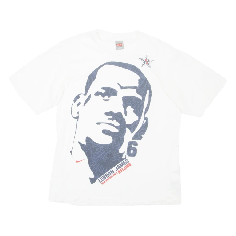 NIKE Lebron James Mens T-Shirt White USA L