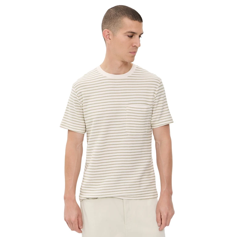 FRAME Ribbed Stripe Tee Natural Stripe XXL