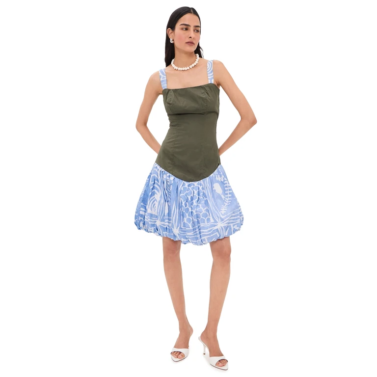 Busayo Dupe Bubble Dress GREEN & BLUE XXS