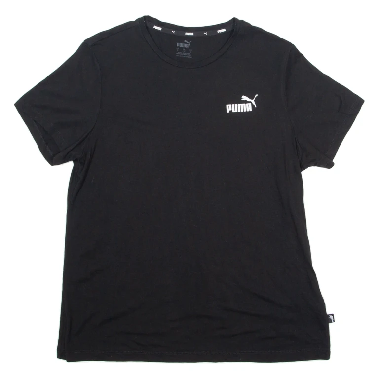 PUMA Mens T-Shirt Black Crew Neck L