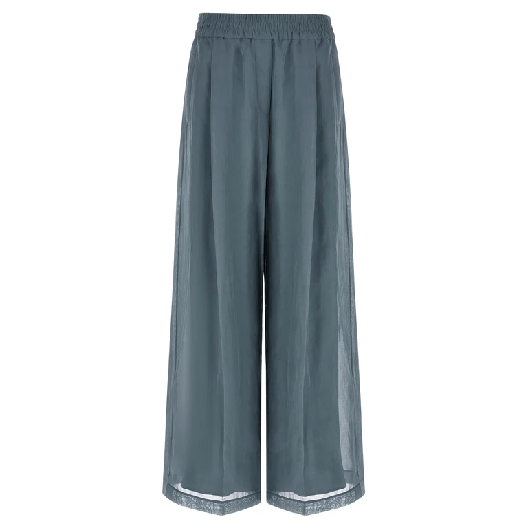 Brunello Cucinelli Blue Cotton Casual Pants - Women