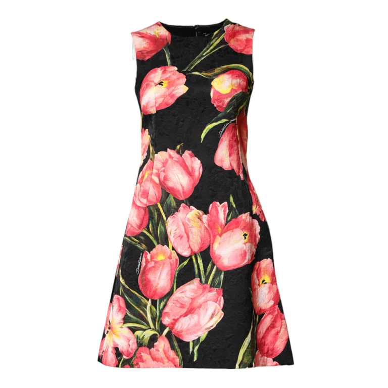 Dolce & Gabbana Black Floral Print Viscose A-Line Mini Dress Co+vi - Women