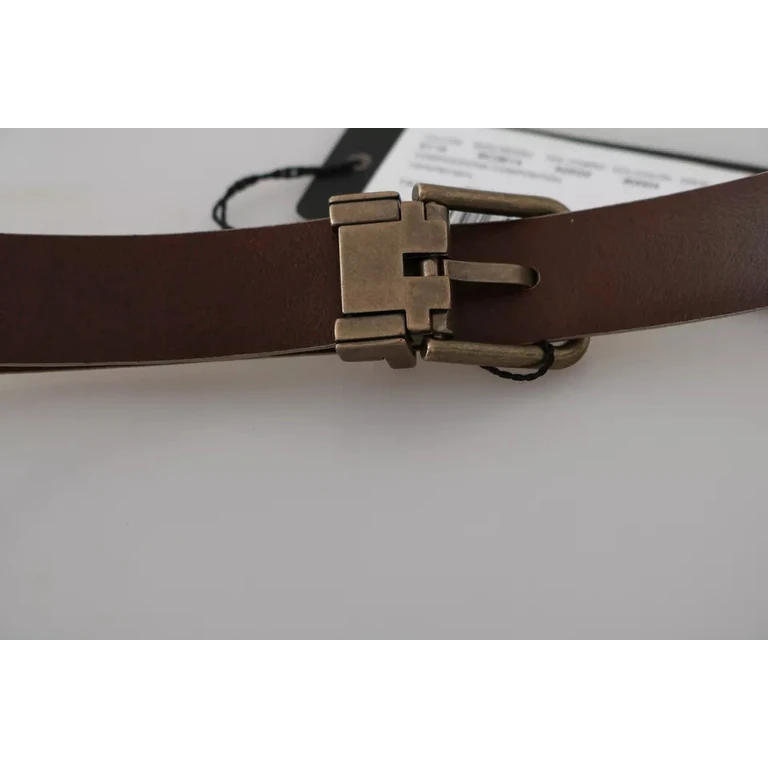 Dolce & Gabbana Cream Beige Gold Buckle Waist Leather Belt Caiman - Men