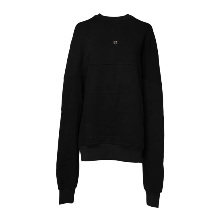 Dolce & Gabbana Black Cotton Crew Neck Sweatshirt Sweater Clothing - Women