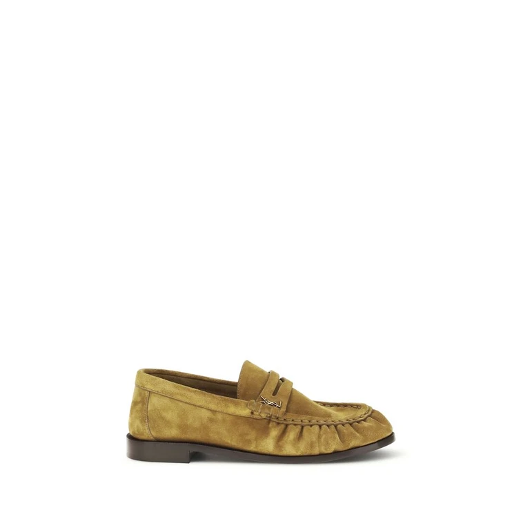 Saint Laurent Beige Calf Leather Bos Taurus Slip-On Loafers - Women