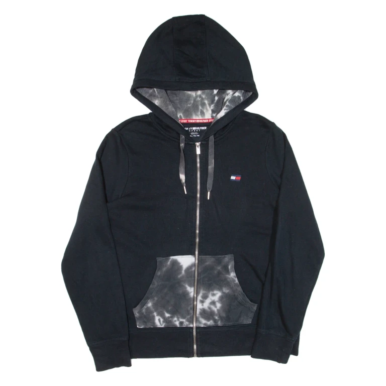 TOMMY HILFIGER Womens Black Hoodie Full Zip XL
