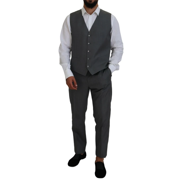 Dolce & Gabbana Gray Martini 3 Piece Slim Fit Suit Wool - Men