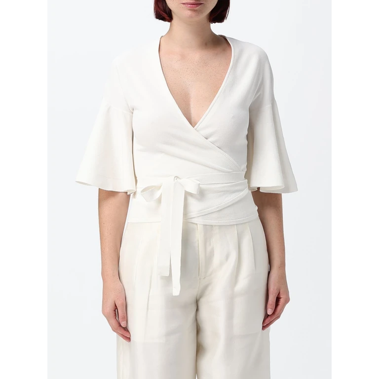 Slim Fit V-Neck Top with Tie Fastening (26ECDW00822AK00303110)