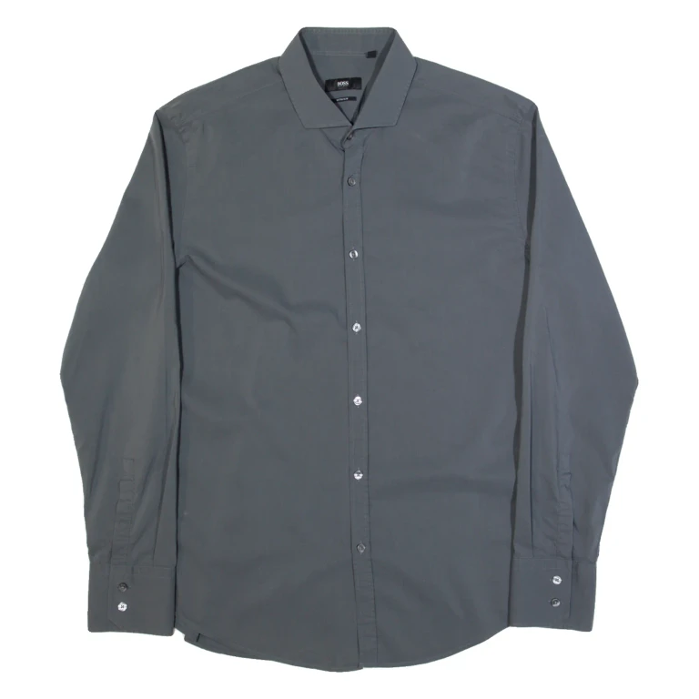 HUGO BOSS Extra Slim Mens Plain Shirt Grey Long Sleeve L