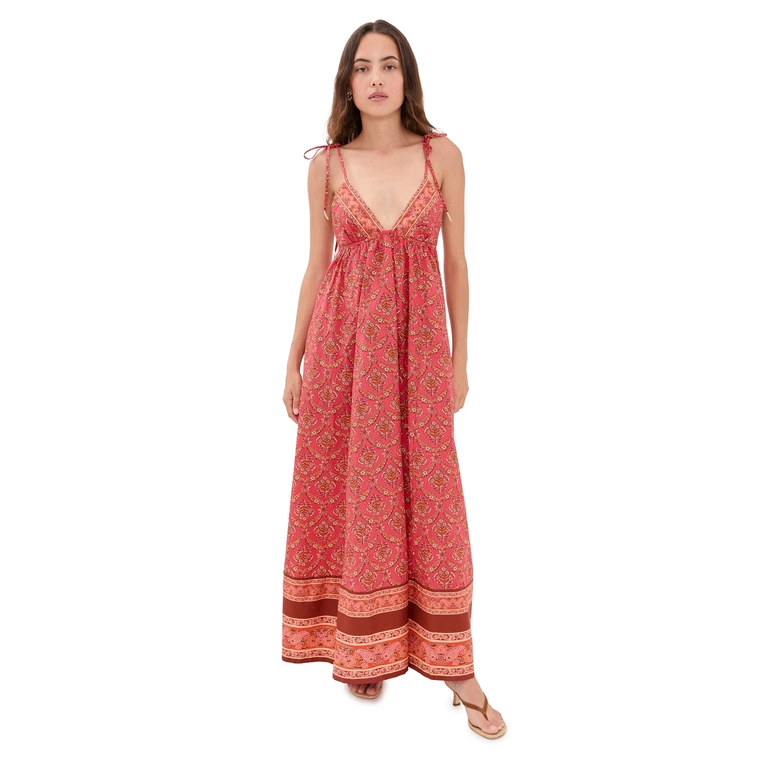 Free People Sorrento Stroll Printed Dress Tart Berry Combo L