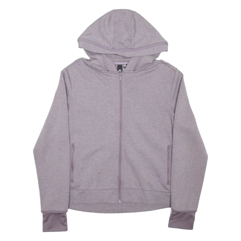 ADIDAS Womens Purple Hoodie Full Zip L