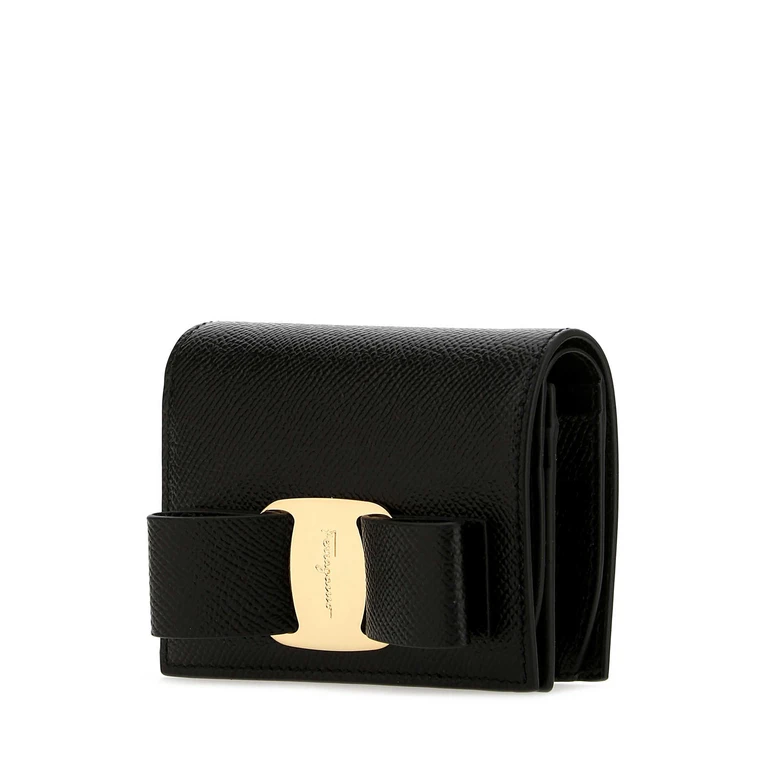 Black Leather Wallet Nero Portafogli - Women