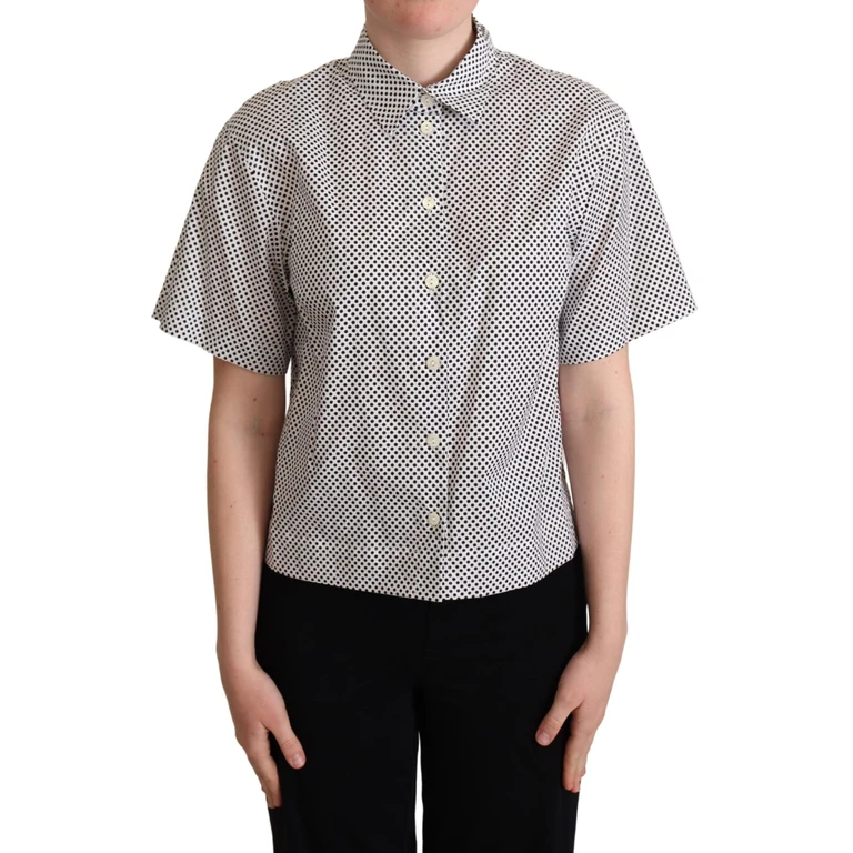 Dolce & Gabbana Black Polka Dot Collared Shirt White Cotton - Women
