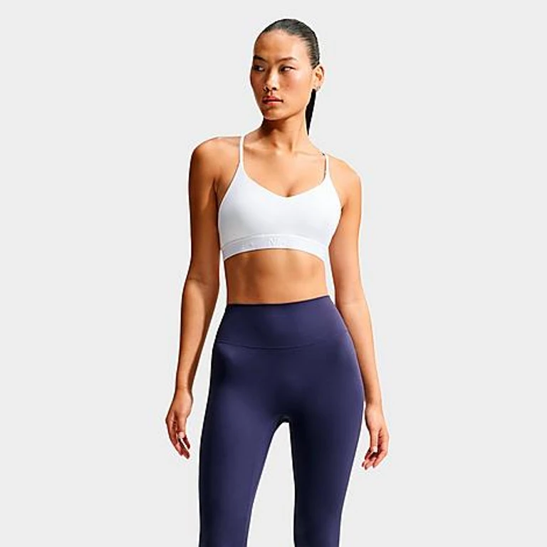 Nike Women's Dri-FIT Indy Light Support Padded Adjustable Sports Bra in White/Stone Mauve Size: XXS