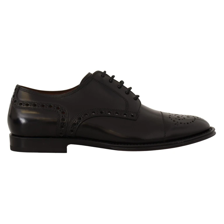 Dolce & Gabbana Black Leather Wingtip Mens Formal Derby Shoes - Men