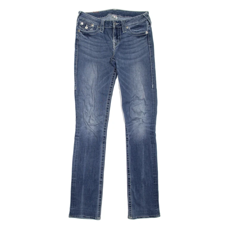 TRUE RELIGION Womens Jeans Blue Slim Straight Stone Wash W25 L32