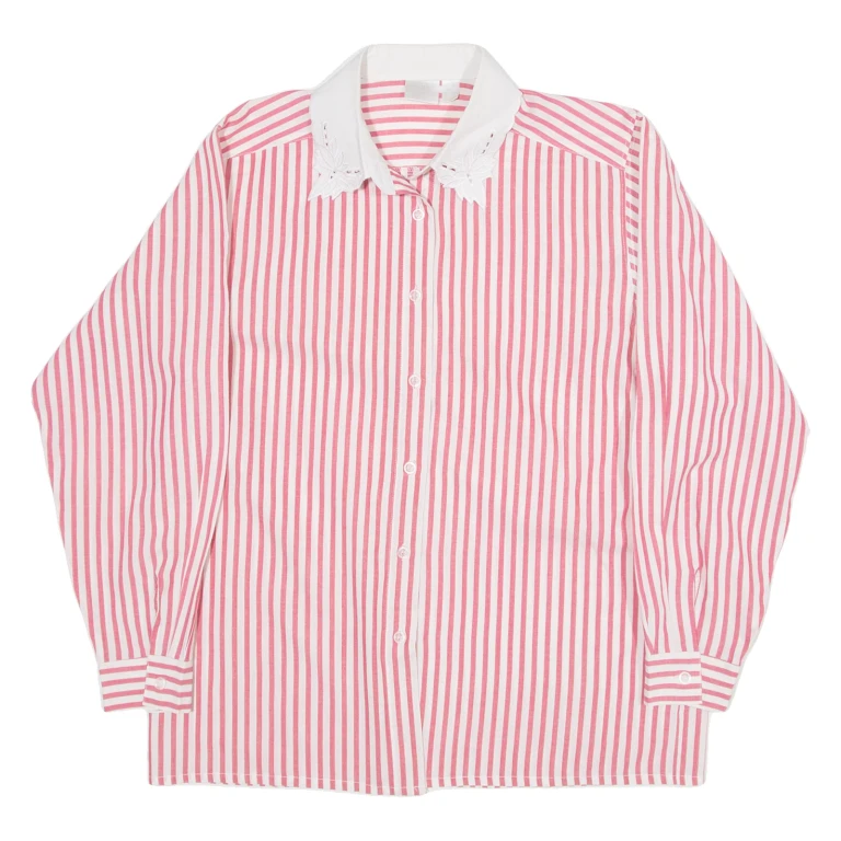 Womens Shirt Top Pink Long Sleeve Striped S