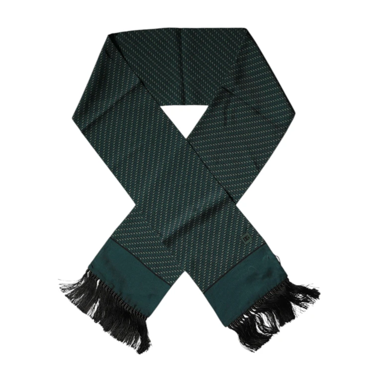 Dark Green Fantasy Fringes Neck Wrap Scarf Silk - Men
