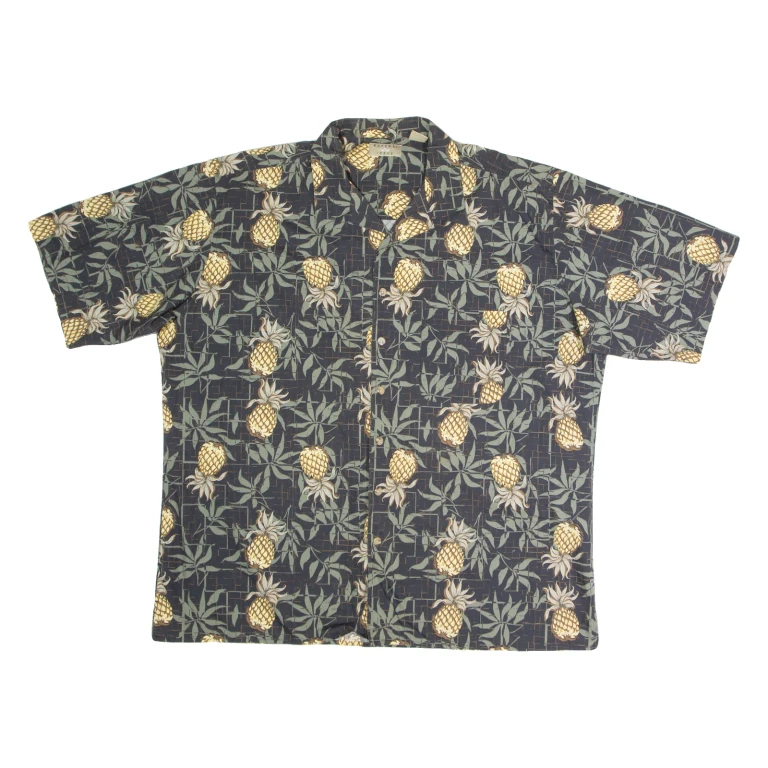 NATURAL ISSUE Mens Hawaiian Shirt Green Floral 2XL