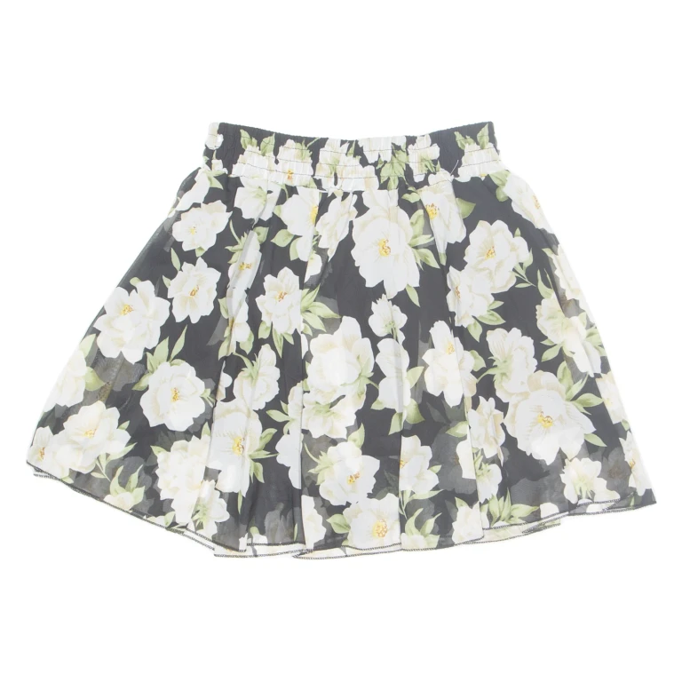 Womens Skort Skirt Black Short Floral XS