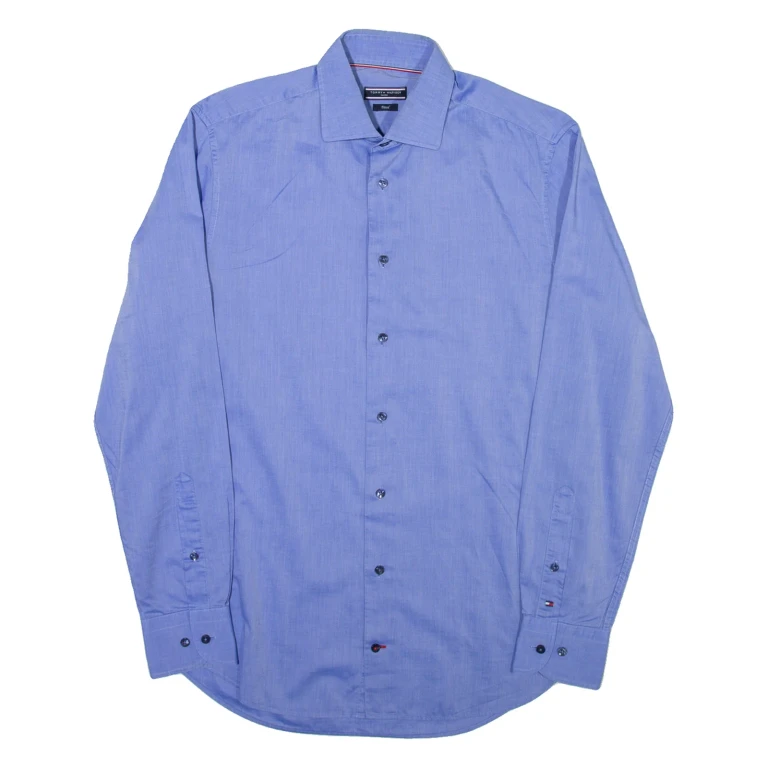 TOMMY HILFIGER Mens Plain Shirt Blue Long Sleeve M