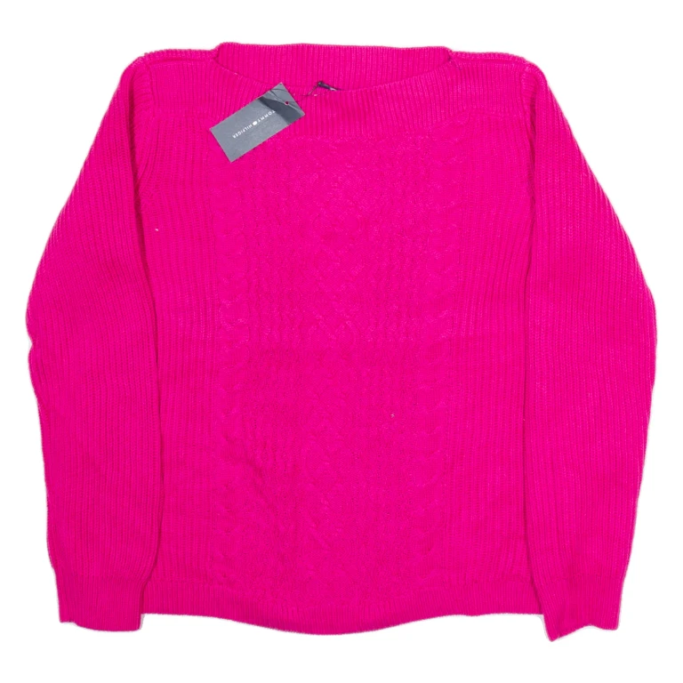 TOMMY HILFIGER Womens Jumper Pink Cable Knit M