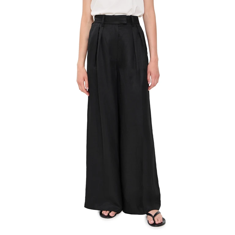 ANINE BING Lou Trousers Black Linen Blend 34