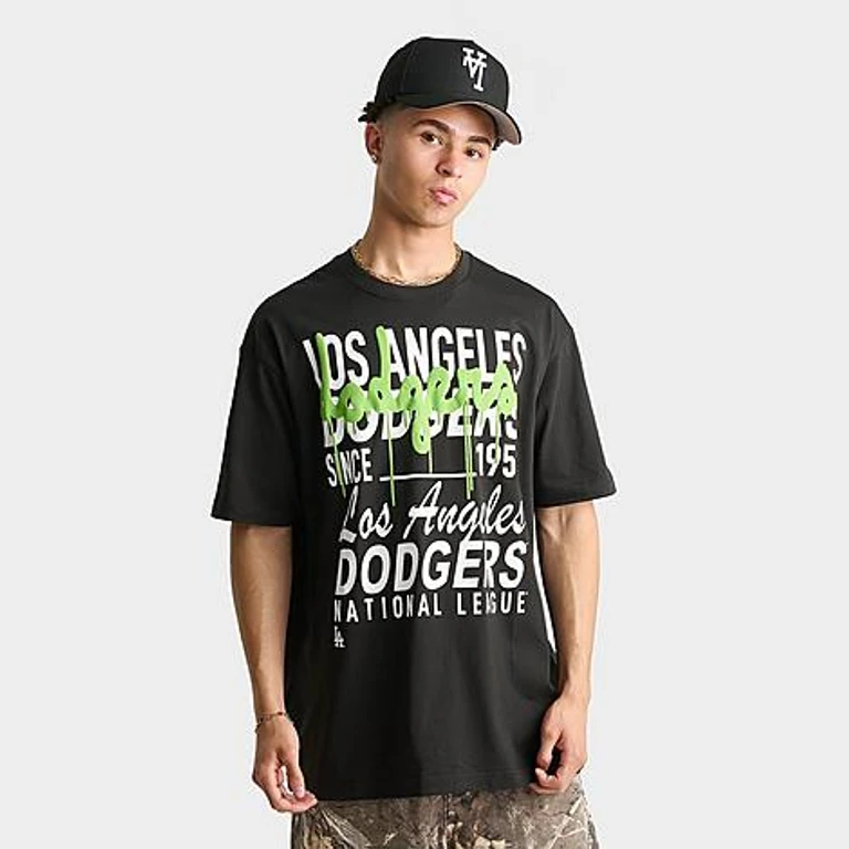 New Era Men's Los Angeles Dodgers MLB Slime T-Shirt in Black Size: Small
