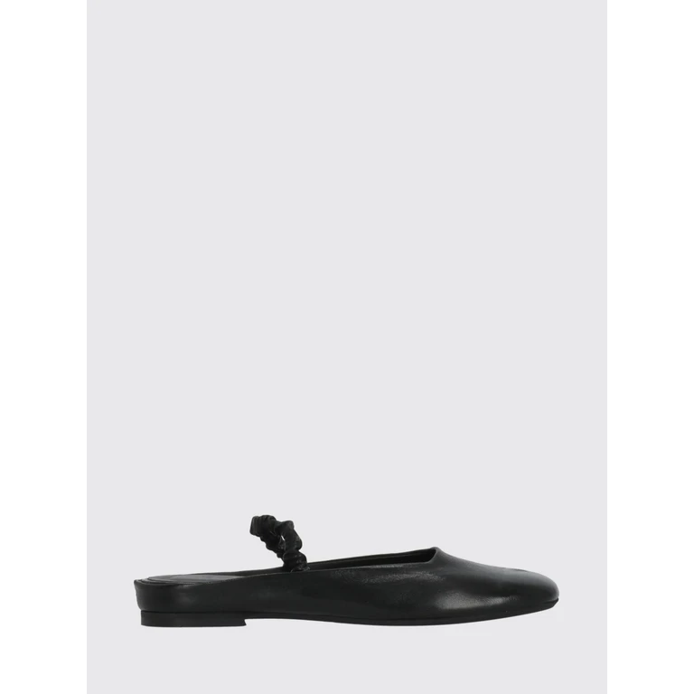 Low-Heeled Leather Mules with Round Toe and Elastic Inserts (PBAL61MAUDETDM)