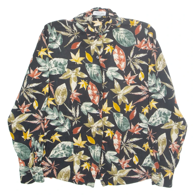 RAFAELA BENA Womens Shirt Black Floral Long Sleeve S