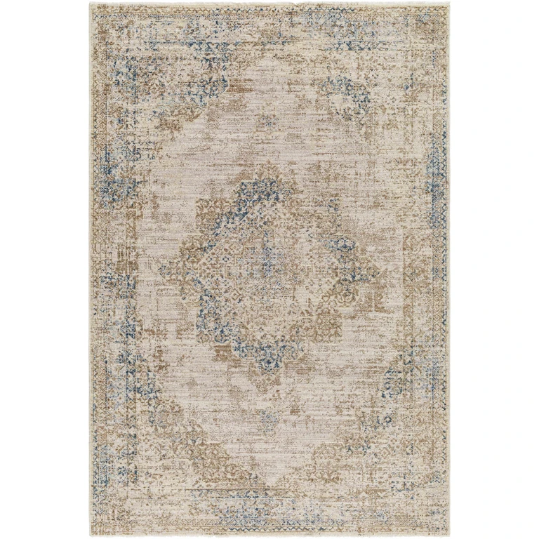 Kosta Beige & Blue Medallion Area Rug