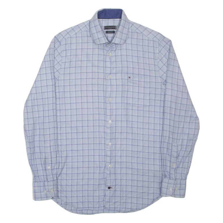 TOMMY HILFIGER Regular Fit Mens Shirt Blue Check Long Sleeve S