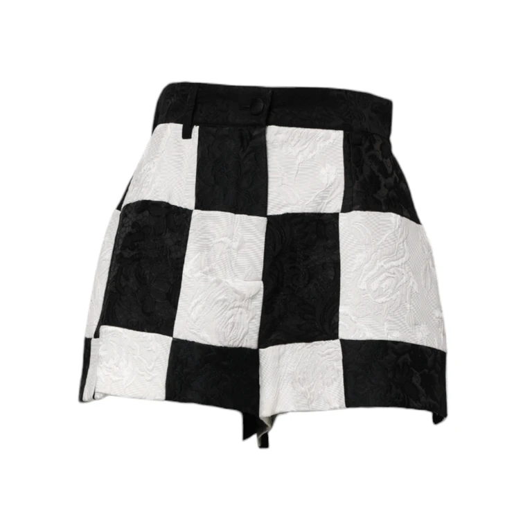 Dolce & Gabbana Black White Floral Brocade Hot Pants Shorts Black/white - Women