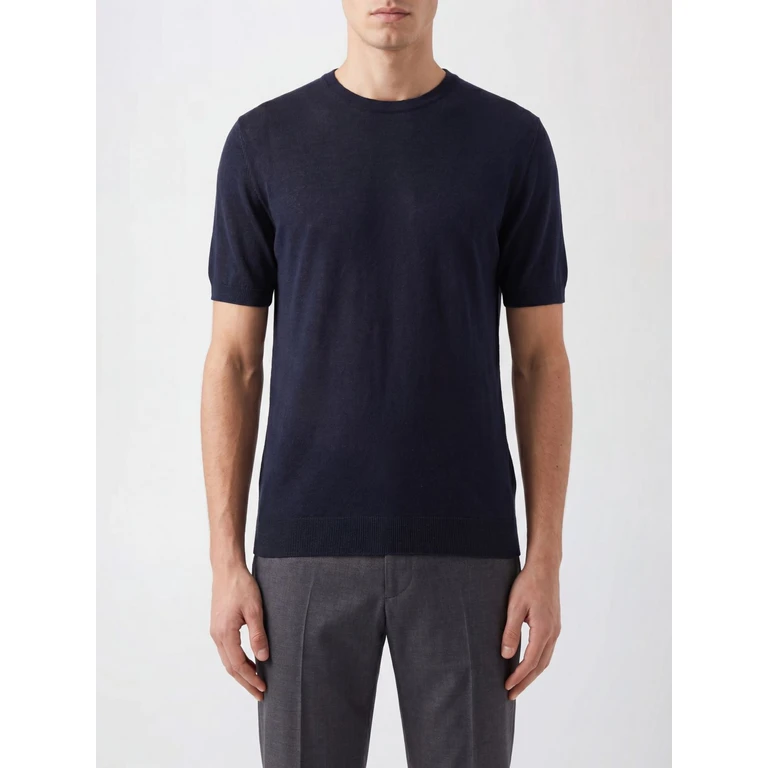 Slim Fit Short-Sleeve Cotton-Blend Crewneck Jumper (S6A303121410)