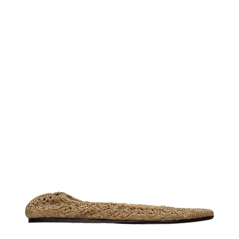 Gold Fabric Ballet Flats - Women